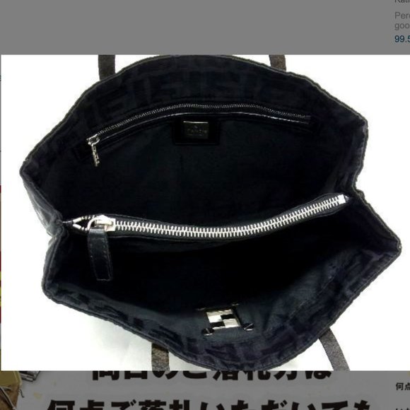 FENDI Zucca pattern nylon x leather handbag mini bag black - Picture 7 of 8